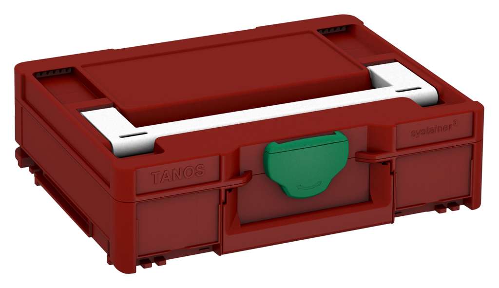 Systainer³ M 112, Carmine Red with White lid handle and Signal Green catches
