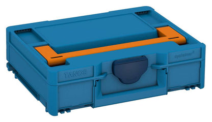 Systainer³ M 112, Sky Blue with Deep Orange lid handle and Sapphire Blue catches