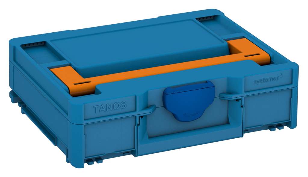 Systainer³ M 112, Sky Blue with Deep Orange lid handle and Signal Blue catches