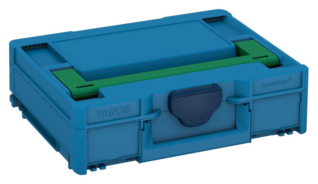 Systainer³ M 112, Sky Blue with Signal Green lid handle and Sapphire Blue catches