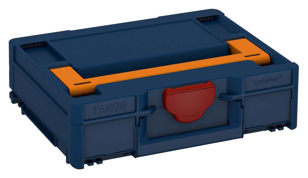 Systainer³ M 112, Sapphire Blue with Deep Orange lid handle and Carmine Red catches