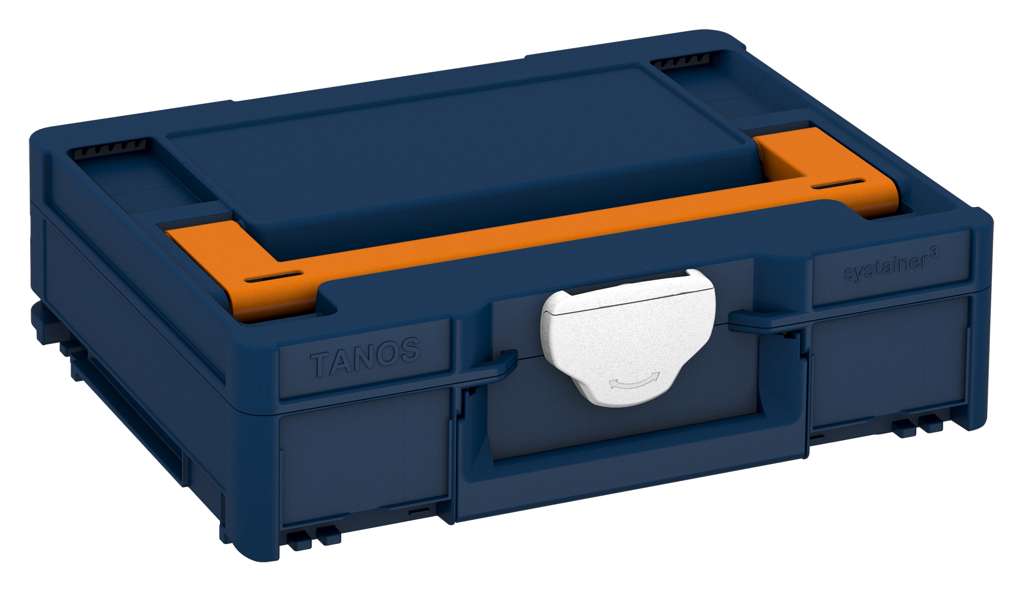Systainer³ M 112, Sapphire Blue with Deep Orange lid handle and White catches