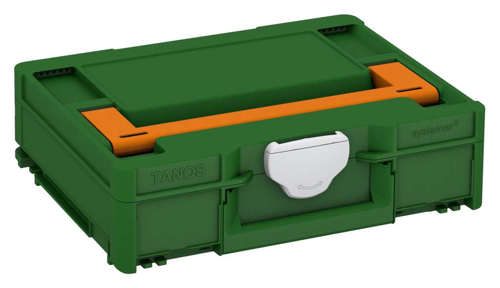 Systainer³ M 112, Emerald Green with Deep Orange lid handle and Light Grey catches