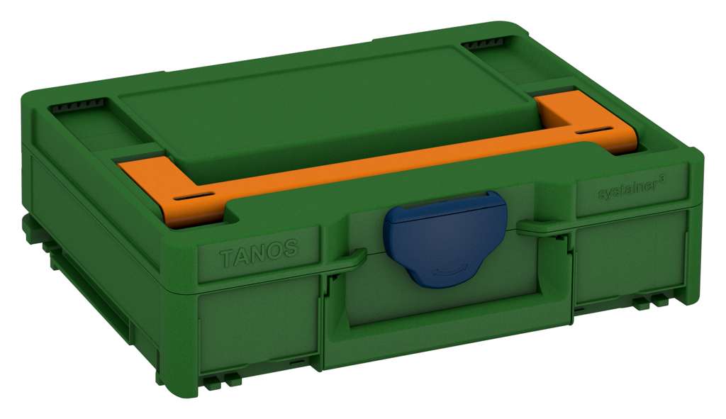 Systainer³ M 112, Emerald Green with Deep Orange lid handle and Sapphire Blue catches