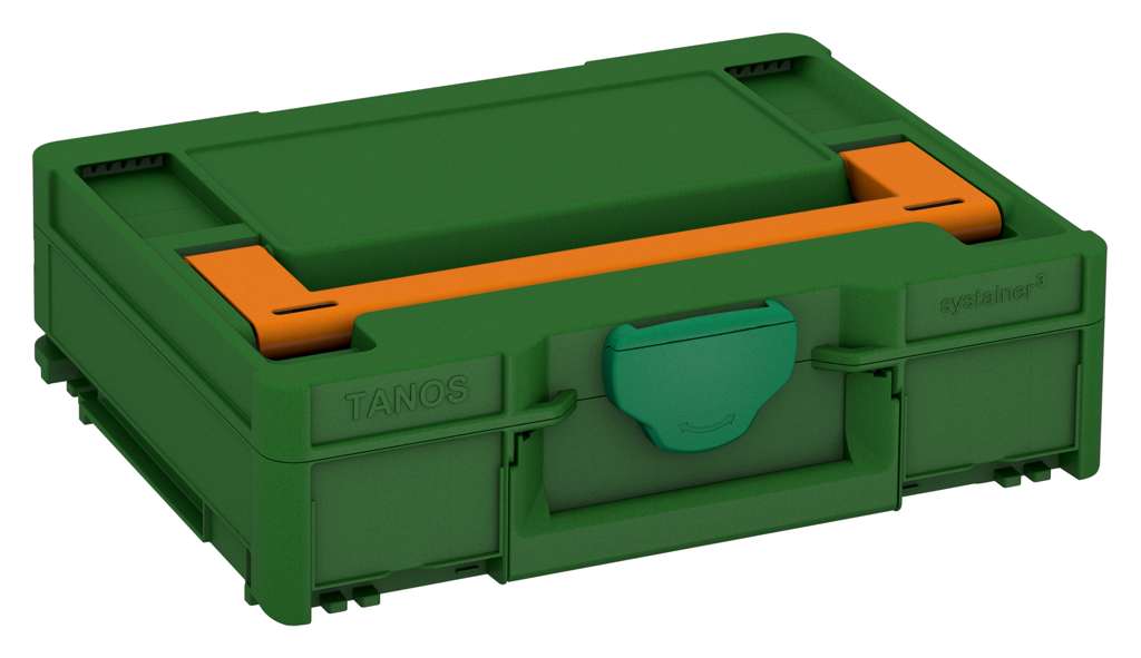 Systainer³ M 112, Emerald Green with Deep Orange lid handle and Signal Green catches