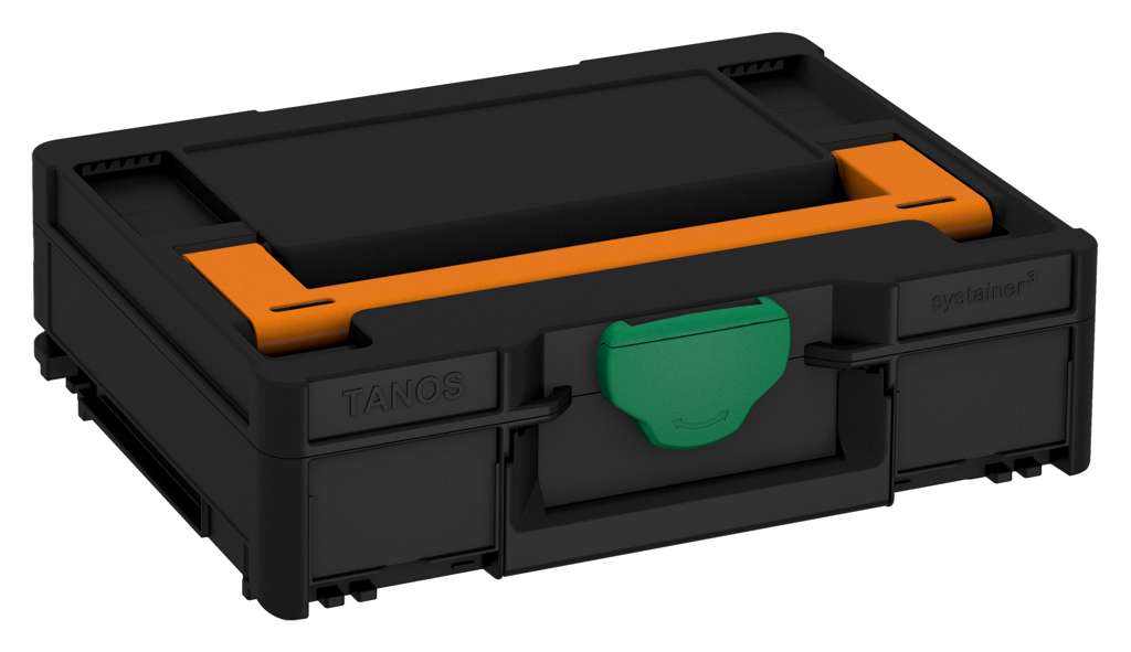 Systainer³ M 112, Black with Deep Orange lid handle and Signal Green catches