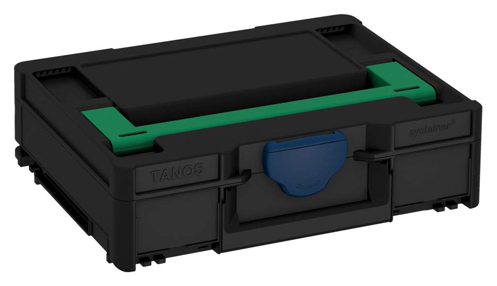 Systainer³ M 112, Black with Signal Green lid handle and Sapphire Blue catches