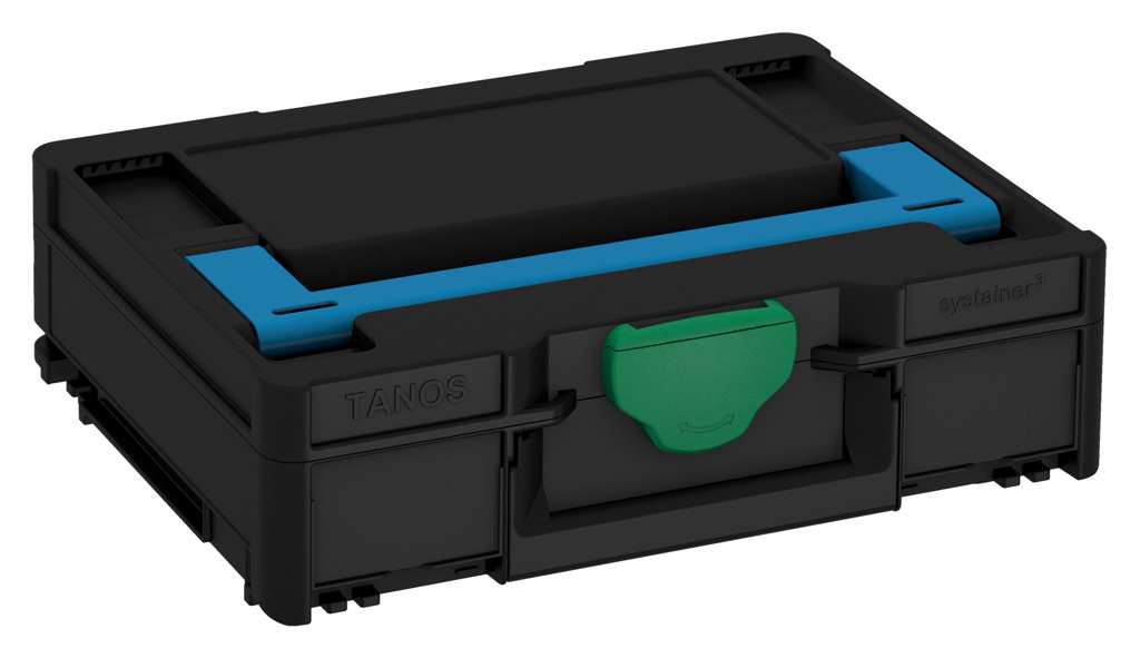 Systainer³ M 112, Black with Sky Blue lid handle and Signal Green catches