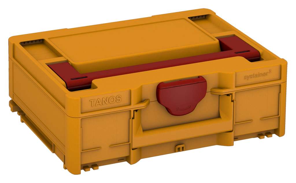 Systainer³ M 137, Daffodil Yellow with Carmine Red lid handle and Carmine Red catches
