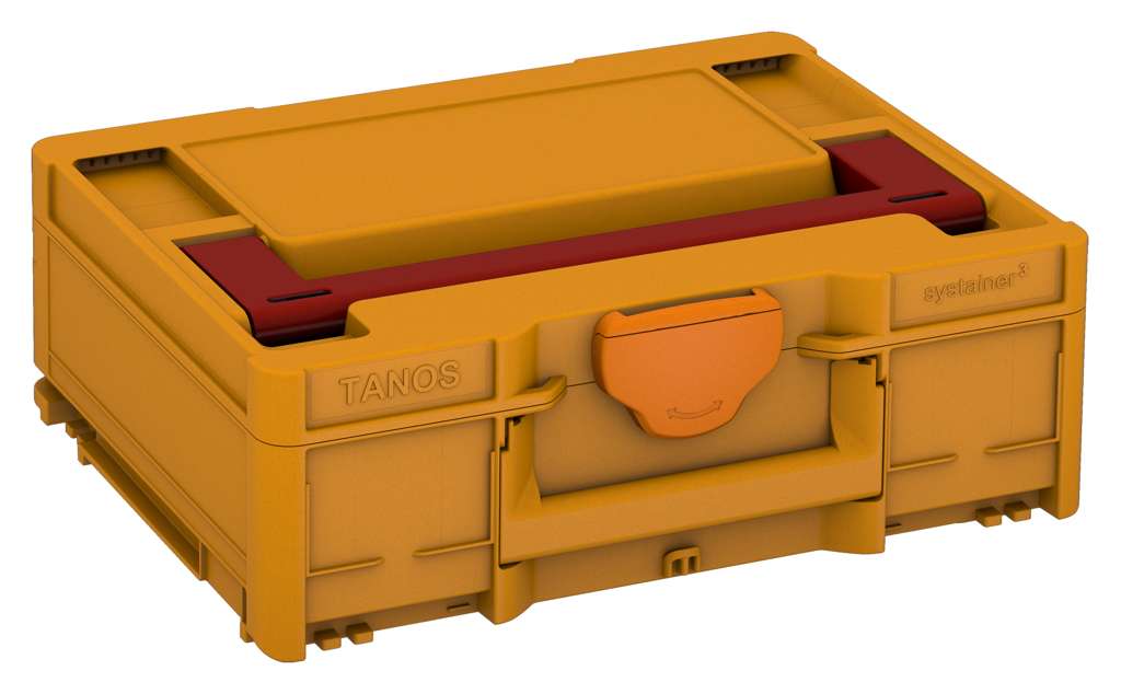 Systainer³ M 137, Daffodil Yellow with Carmine Red lid handle and Deep Orange catches