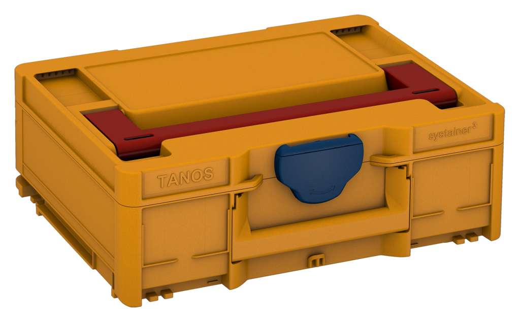 Systainer³ M 137, Daffodil Yellow with Carmine Red lid handle and Sapphire Blue catches