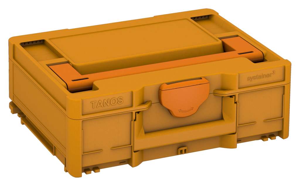 Systainer³ M 137, Daffodil Yellow with Deep Orange lid handle and Deep Orange catches