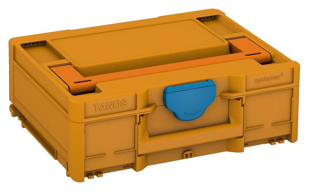 Systainer³ M 137, Daffodil Yellow with Deep Orange lid handle and Sky Blue catches