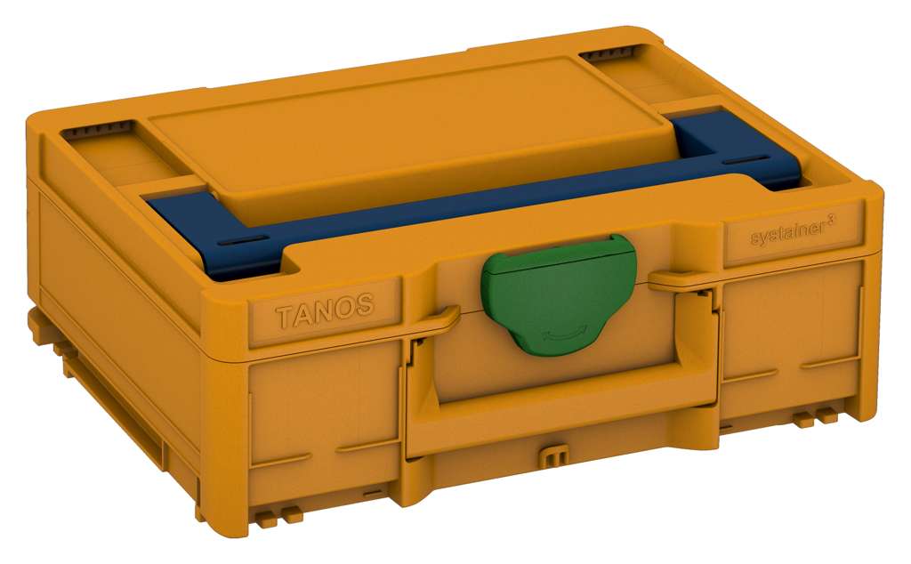 Systainer³ M 137, Daffodil Yellow with Sapphire Blue lid handle and Emerald Green catches