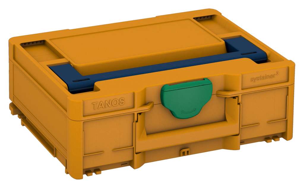 Systainer³ M 137, Daffodil Yellow with Sapphire Blue lid handle and Signal Green catches