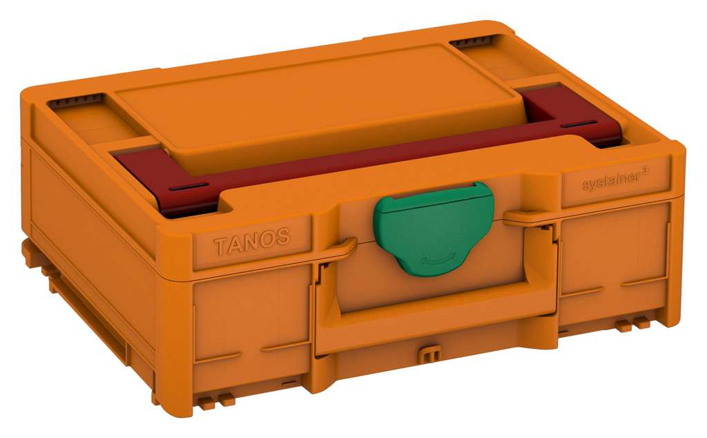 Systainer³ M 137, Deep Orange with Carmine Red lid handle and Signal Green catches