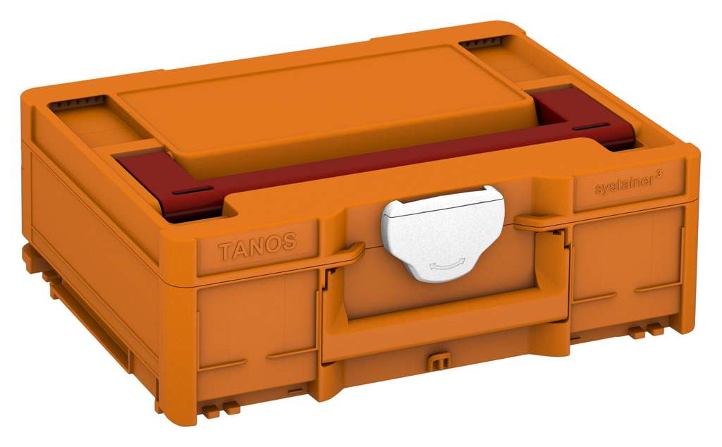 Systainer³ M 137, Deep Orange with Carmine Red lid handle and White catches