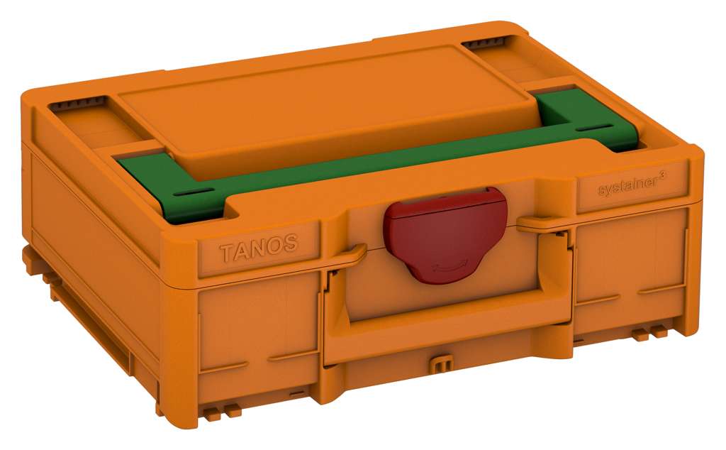 Systainer³ M 137, Deep Orange with Emerald Green lid handle and Carmine Red catches