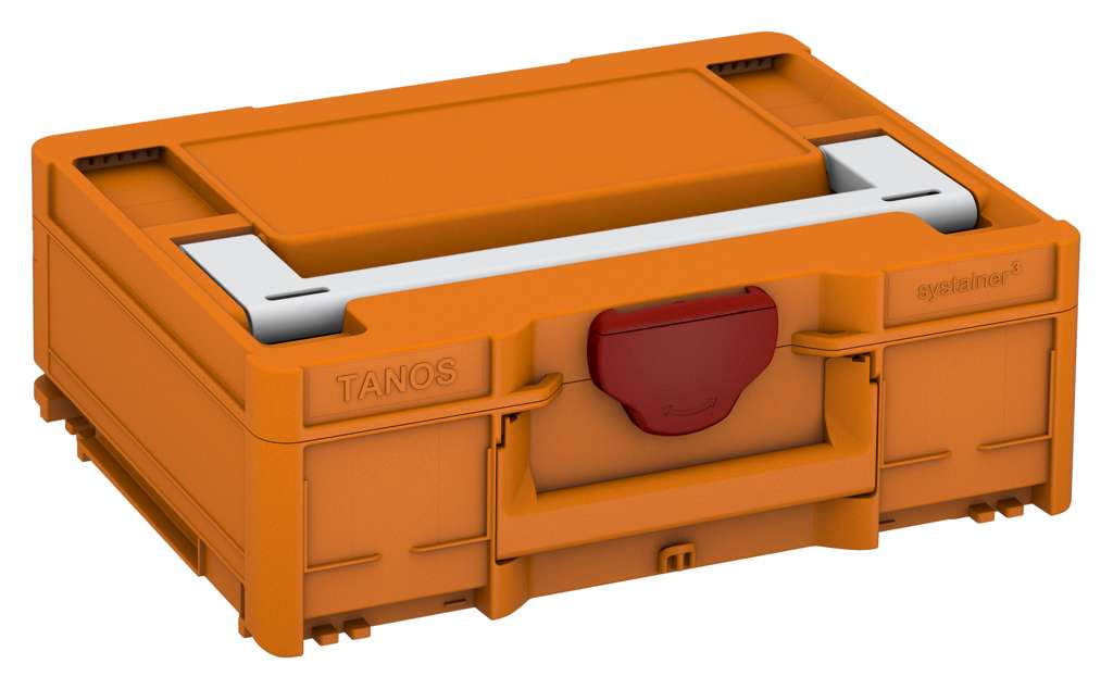 Systainer³ M 137, Deep Orange with Light Grey lid handle and Carmine Red catches
