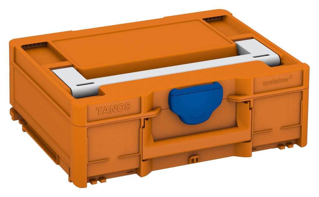 Systainer³ M 137, Deep Orange with Light Grey lid handle and Signal Blue catches