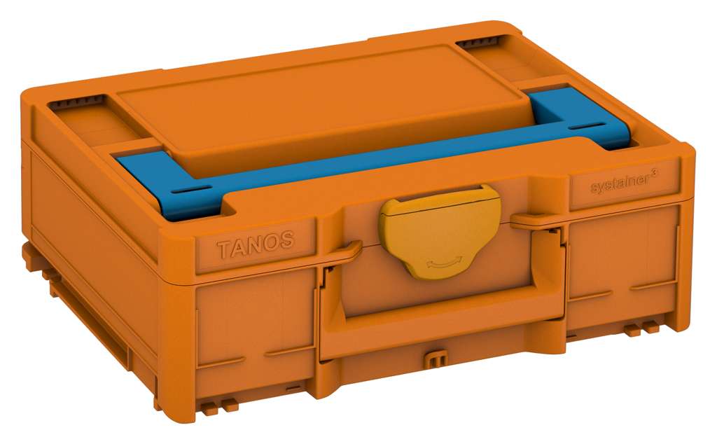 Systainer³ M 137, Deep Orange with Sky Blue lid handle and Daffodil Yellow catches