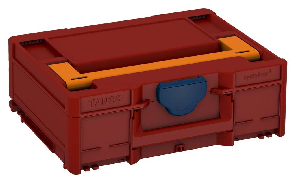 Systainer³ M 137, Carmine Red with Deep Orange lid handle and Sapphire Blue catches