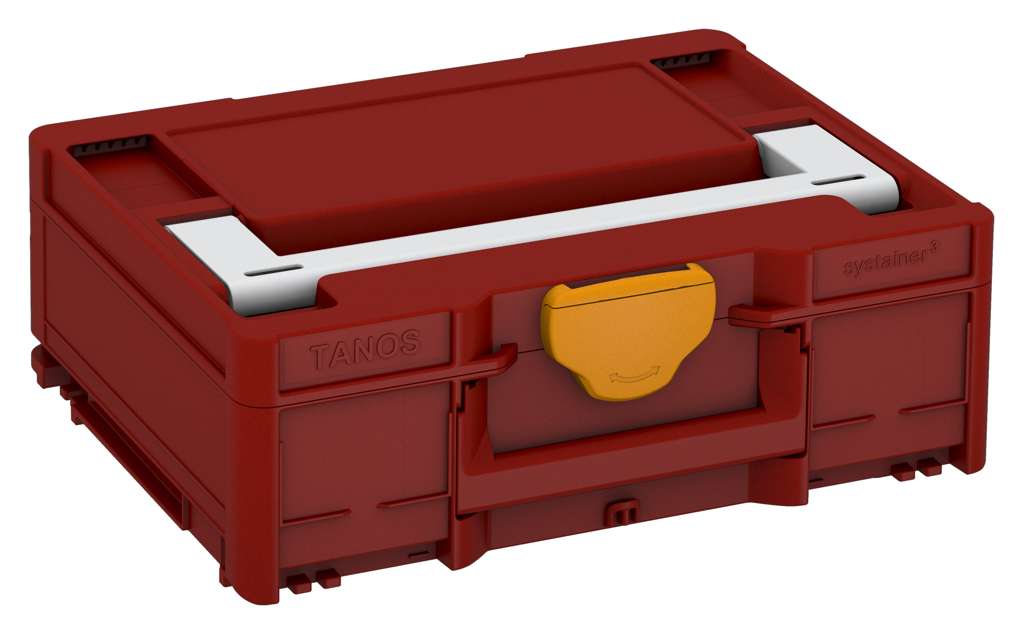 Systainer³ M 137, Carmine Red with Light Grey lid handle and Daffodil Yellow catches