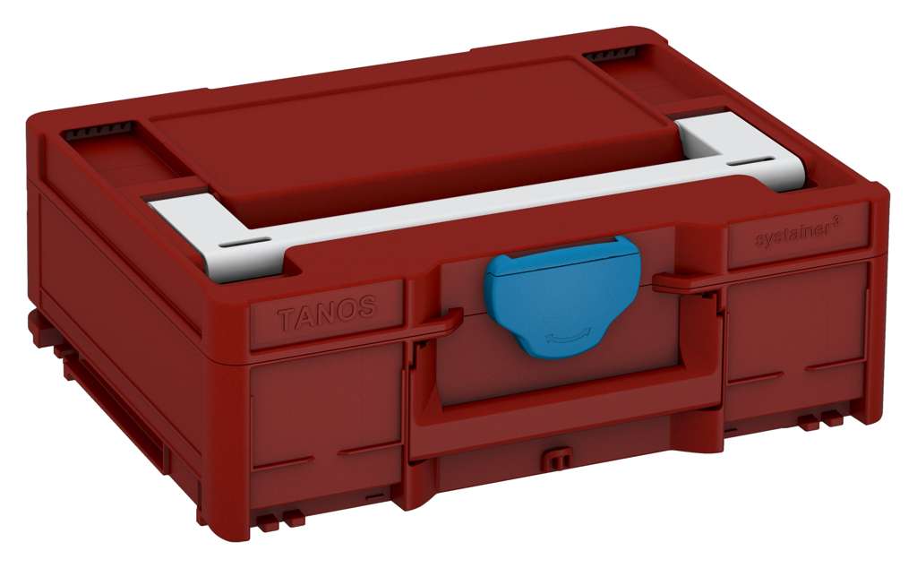 Systainer³ M 137, Carmine Red with Light Grey lid handle and Sky Blue catches