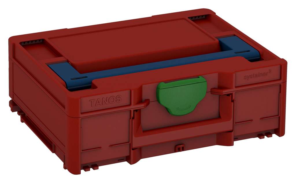 Systainer³ M 137, Carmine Red with Sapphire Blue lid handle and Emerald Green catches