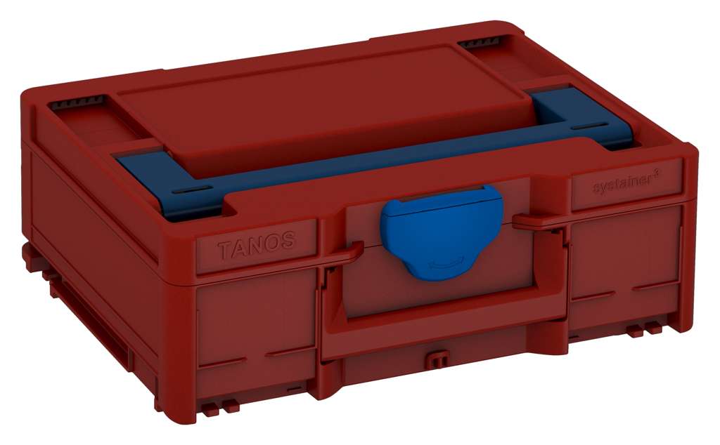 Systainer³ M 137, Carmine Red with Sapphire Blue lid handle and Signal Blue catches