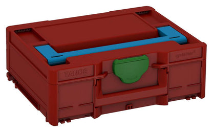 Systainer³ M 137, Carmine Red with Sky Blue lid handle and Emerald Green catches