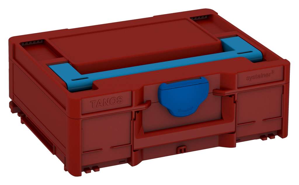 Systainer³ M 137, Carmine Red with Sky Blue lid handle and Signal Blue catches