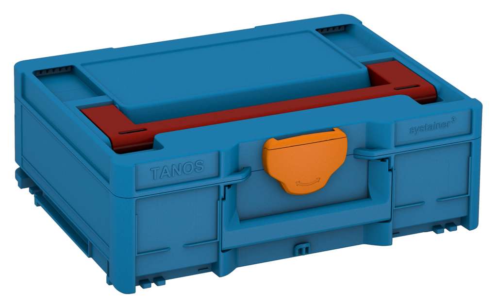 Systainer³ M 137, Sky Blue with Carmine Red lid handle and Deep Orange catches