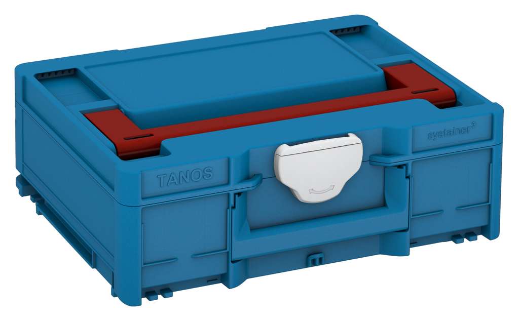 Systainer³ M 137, Sky Blue with Carmine Red lid handle and Light Grey catches