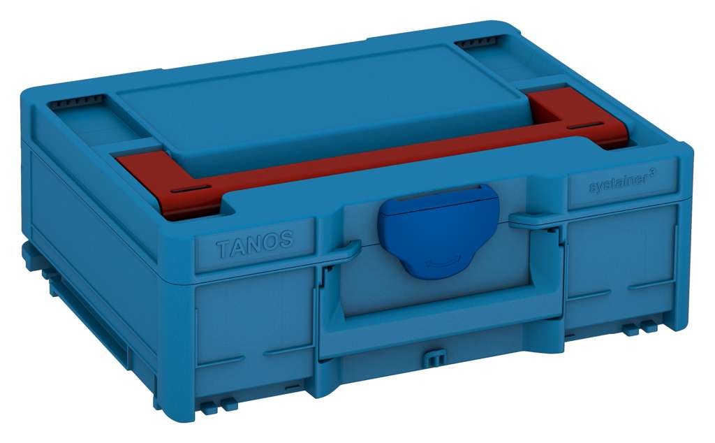 Systainer³ M 137, Sky Blue with Carmine Red lid handle and Signal Blue catches
