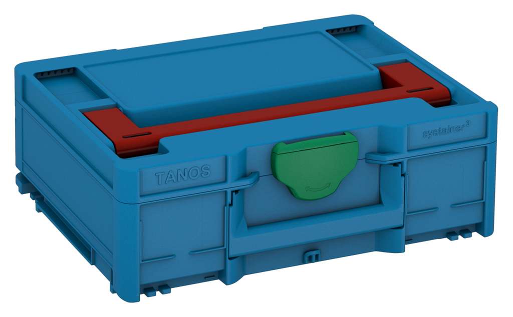 Systainer³ M 137, Sky Blue with Carmine Red lid handle and Signal Green catches