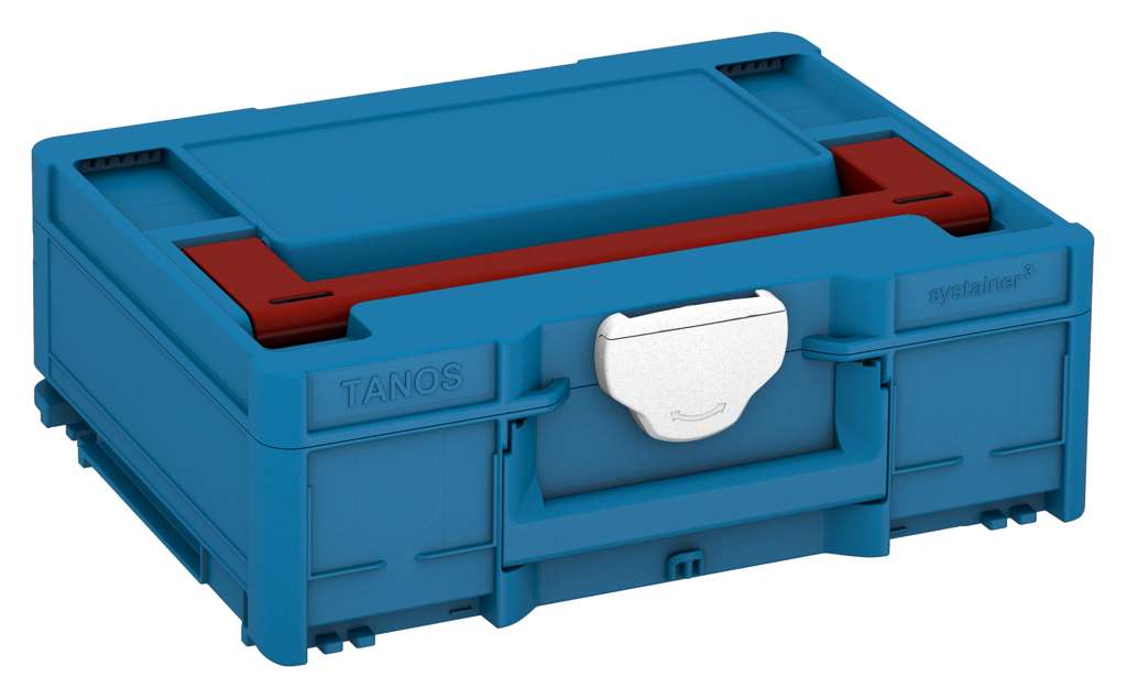 Systainer³ M 137, Sky Blue with Carmine Red lid handle and White catches