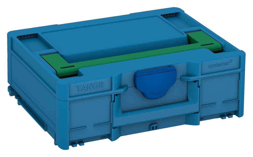 Systainer³ M 137, Sky Blue with Signal Green lid handle and Signal Blue catches