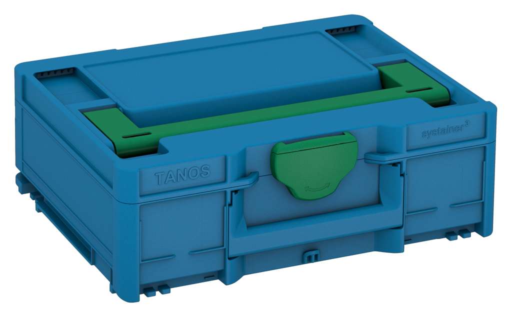 Systainer³ M 137, Sky Blue with Signal Green lid handle and Signal Green catches