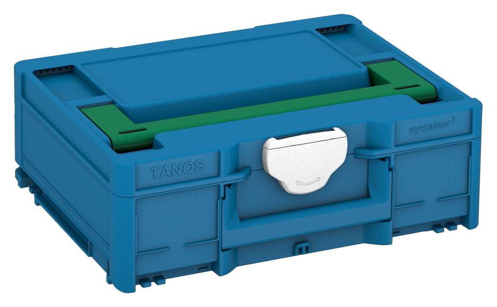 Systainer³ M 137, Sky Blue with Signal Green lid handle and White catches