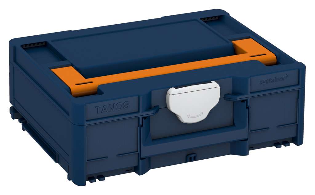 Systainer³ M 137, Sapphire Blue with Deep Orange lid handle and Light Grey catches