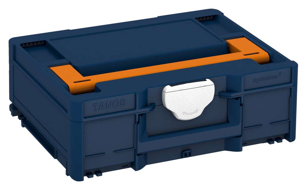 Systainer³ M 137, Sapphire Blue with Deep Orange lid handle and White catches