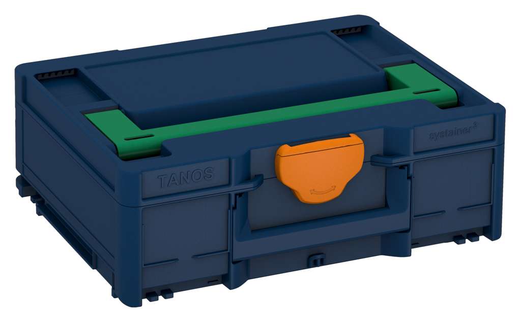 Systainer³ M 137, Sapphire Blue with Signal Green lid handle and Deep Orange catches