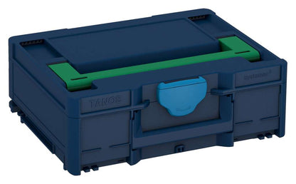 Systainer³ M 137, Sapphire Blue with Signal Green lid handle and Sky Blue catches