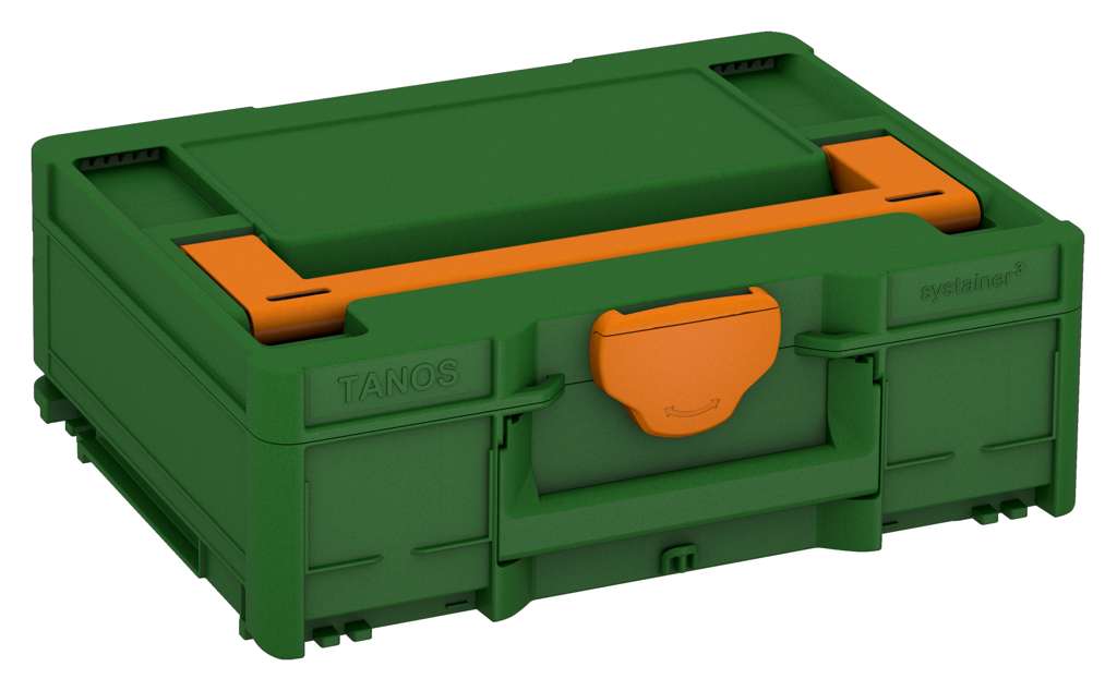 Systainer³ M 137, Emerald Green with Deep Orange lid handle and Deep Orange catches