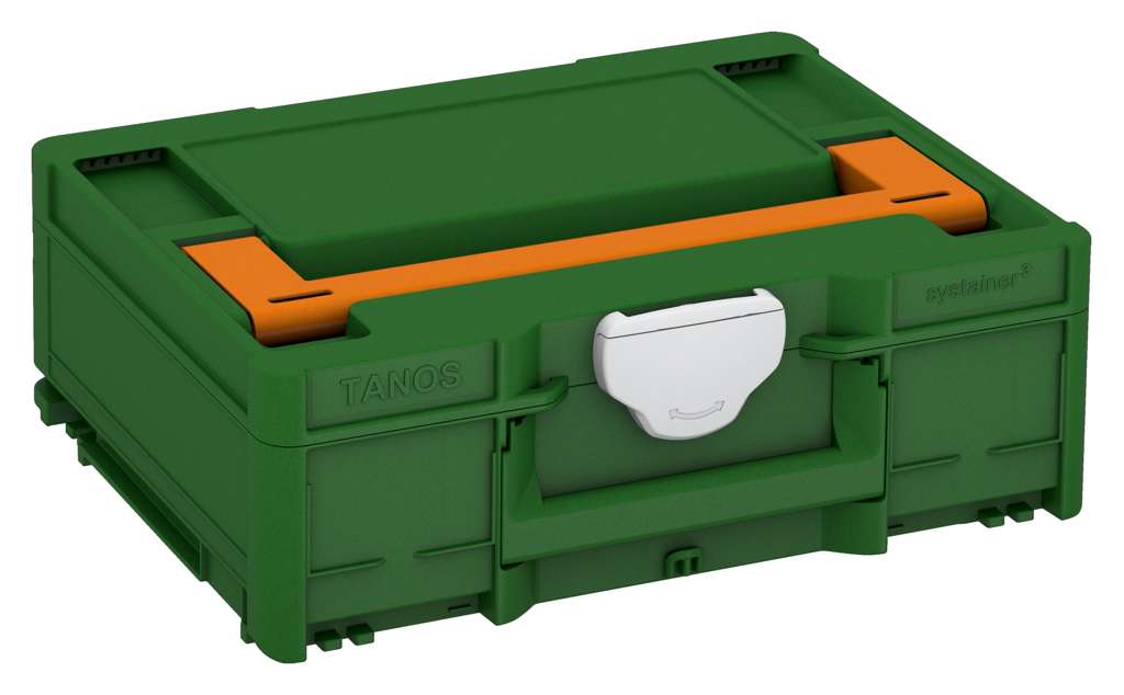 Systainer³ M 137, Emerald Green with Deep Orange lid handle and Light Grey catches