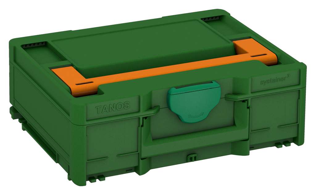 Systainer³ M 137, Emerald Green with Deep Orange lid handle and Signal Green catches