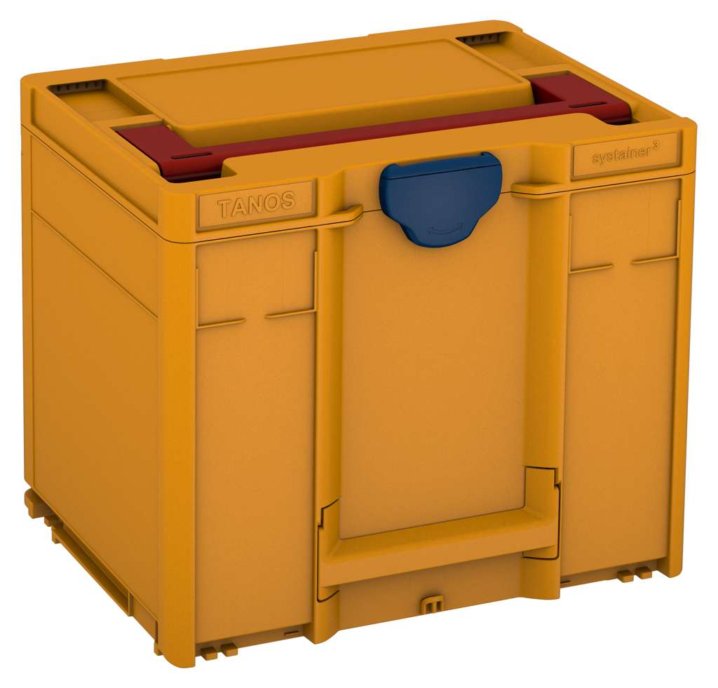 Systainer³ M 337, Daffodil Yellow with Carmine Red lid handle and Sapphire Blue catches