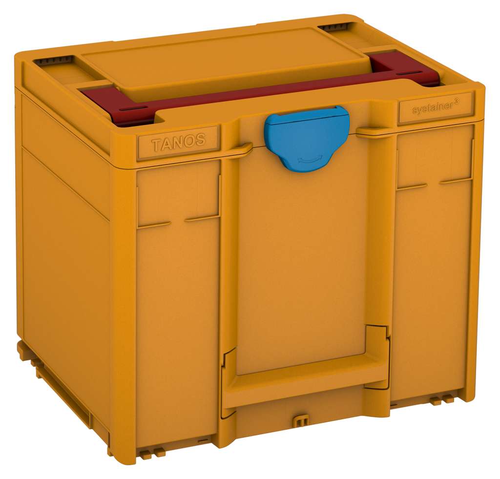 Systainer³ M 337, Daffodil Yellow with Carmine Red lid handle and Sky Blue catches