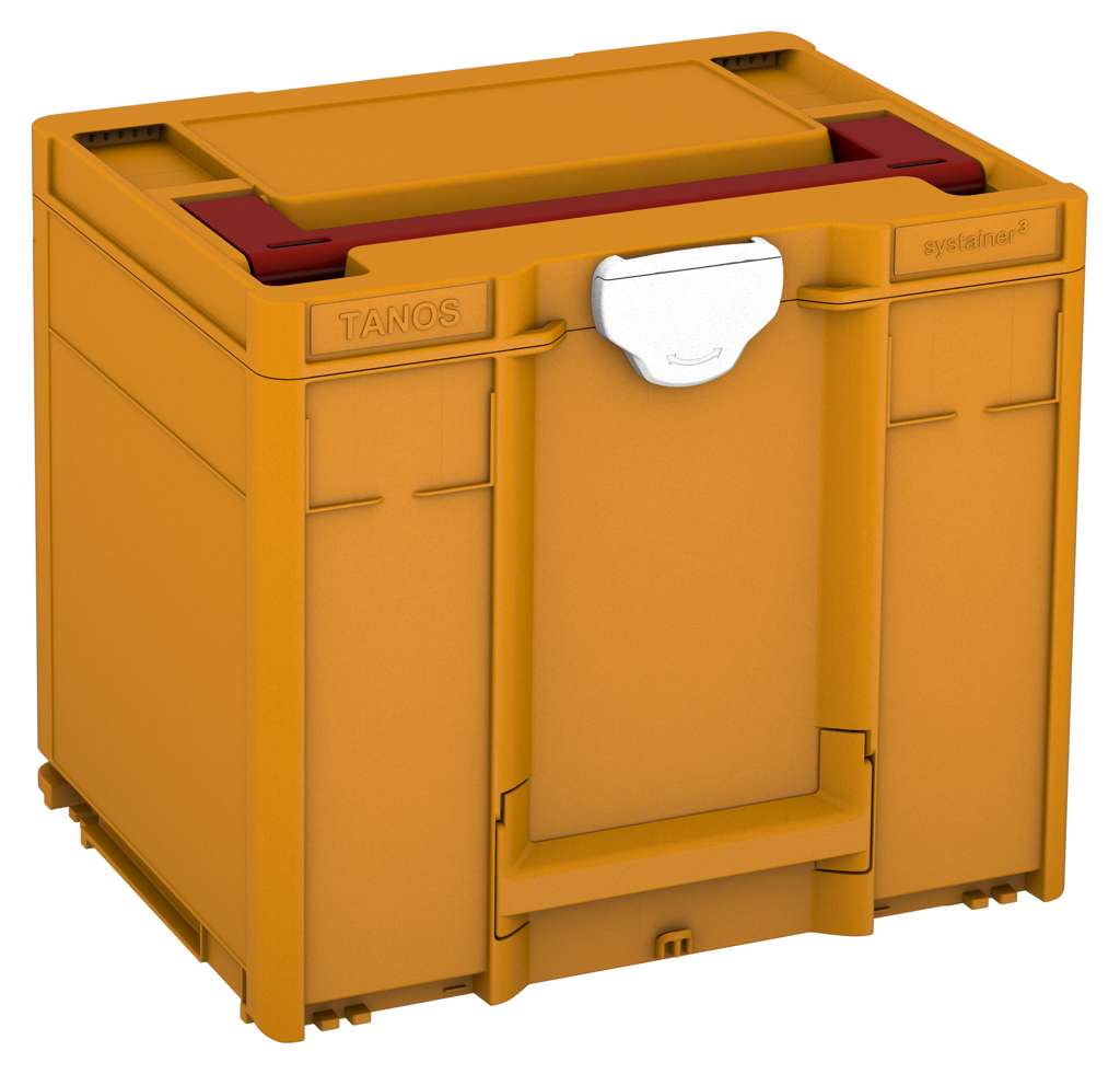 Systainer³ M 337, Daffodil Yellow with Carmine Red lid handle and White catches